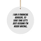 Funny Financial Advisor Gifts from Friends and Family, Unique Circle Ornament for Financial Advisors, Christmas Unique Gifts - Image 1